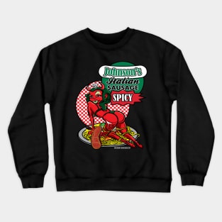 Spicy Italian Sausage Pasta Plate with Seductive Devil Woman Crewneck Sweatshirt